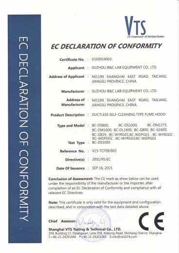 CE for Ductless Fume Hood